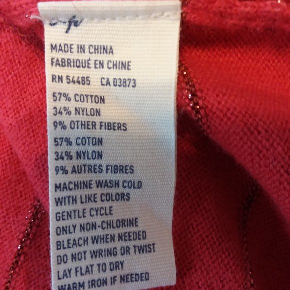 American Eagle red fitted cardigan with sparkle stripes, size small - Picture 7 of 7